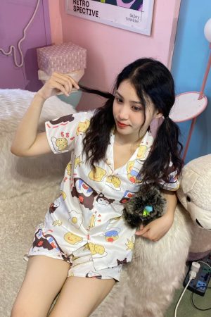 Đồ Ngủ Pijama Ngắn Họa Tiết Đáng Yêu Chất Cotton