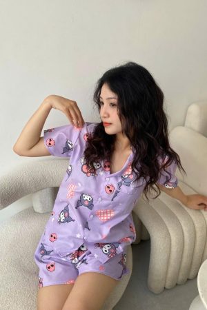 Đồ Ngủ Pijama Ngắn Họa Tiết Dễ Thương