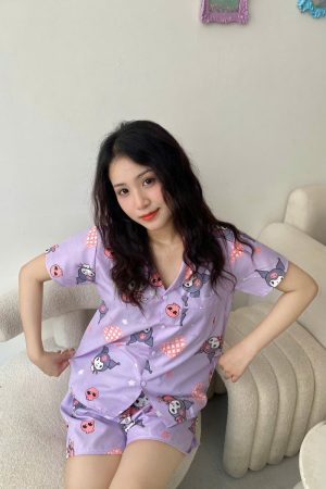 Đồ Ngủ Pijama Ngắn Họa Tiết Dễ Thương