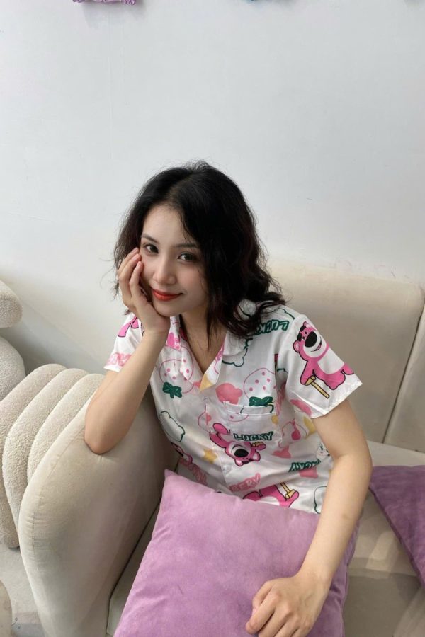 Đồ Ngủ Pijama Ngắn Họa Tiết Vui Nhộn Phong Cách Kawaii