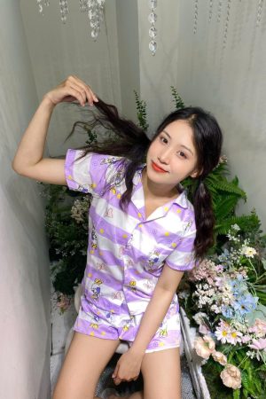 Đồ Ngủ Pijama Ngắn In Hình Hoạt Hình Siêu Cute