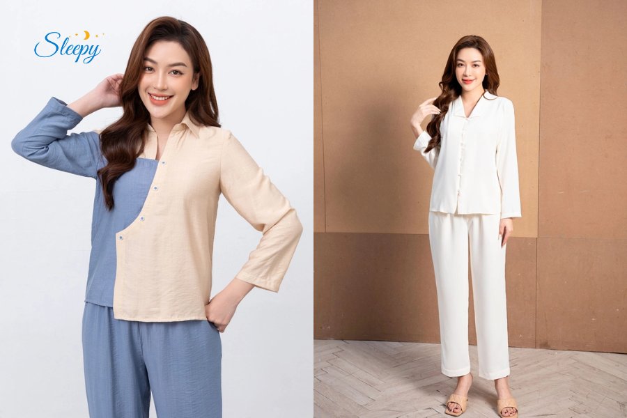 Cotton, lụa, satin – chất liệu lý tưởng cho pijama hiện đại.