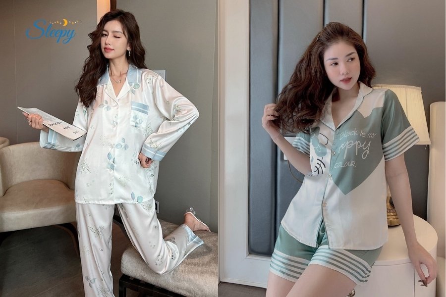 Khách hàng mặc pijama lụa tại TP.HCM.