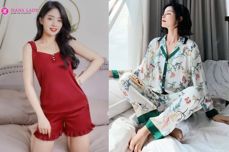 Bộ pijama lụa tại cửa hàng Hana Lady TP.HCM.